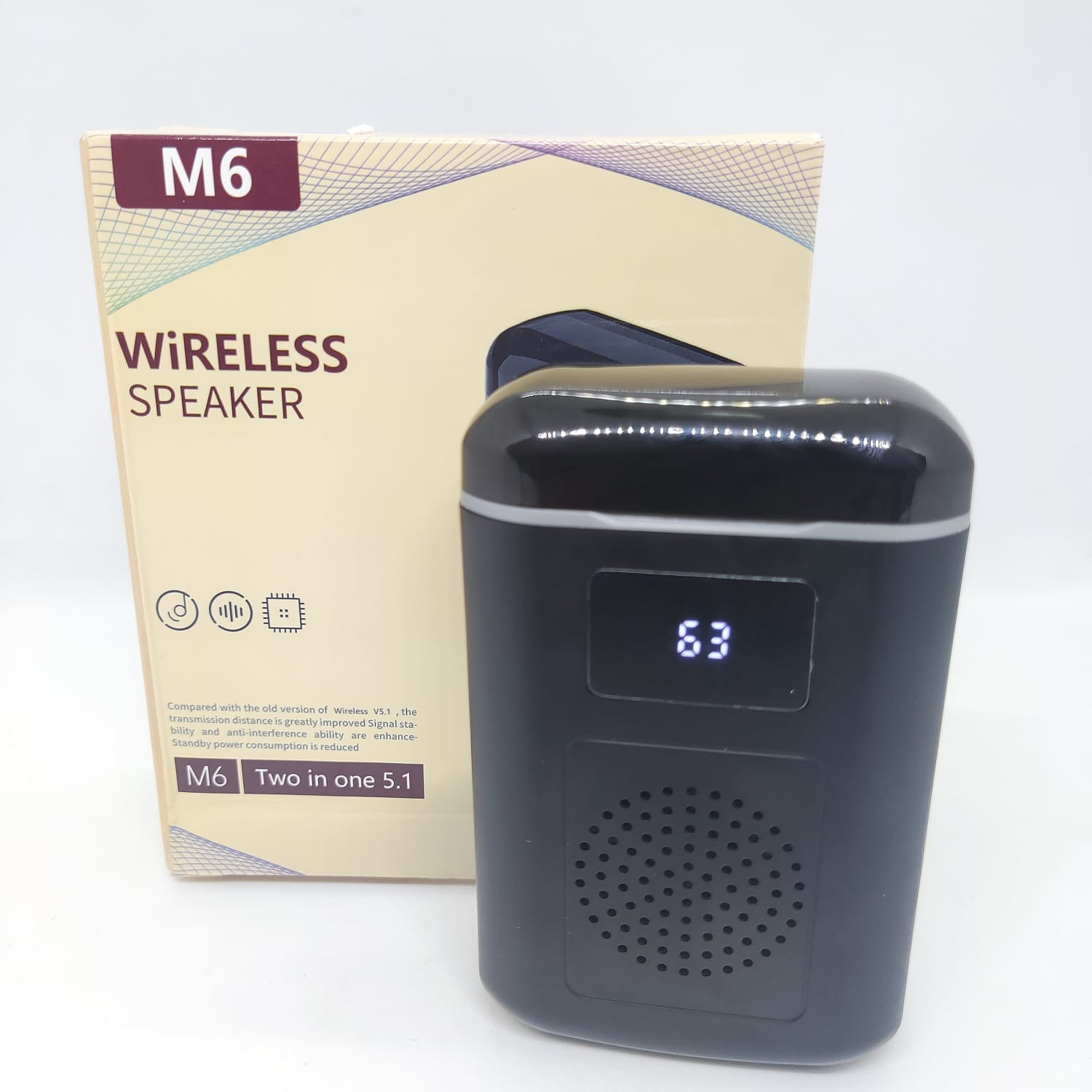 M6 4in1 wireless Speaker with Earpods, Powerbank & Flashlight