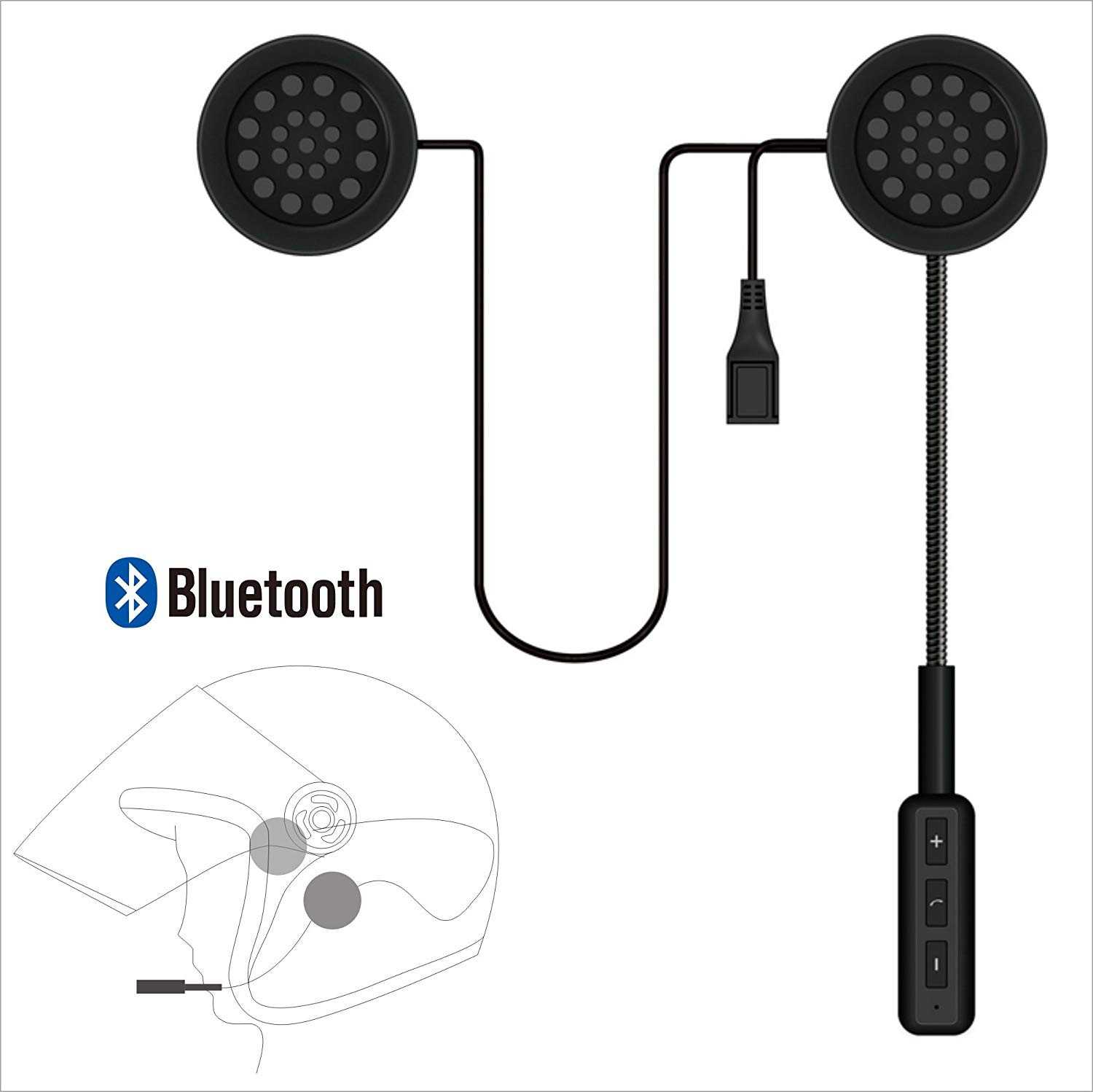 Motorcycle Helmet Bluetooth Headset, Helmet Wireless Headphones, Music Call Control, Speakers Handsfree Mh01
